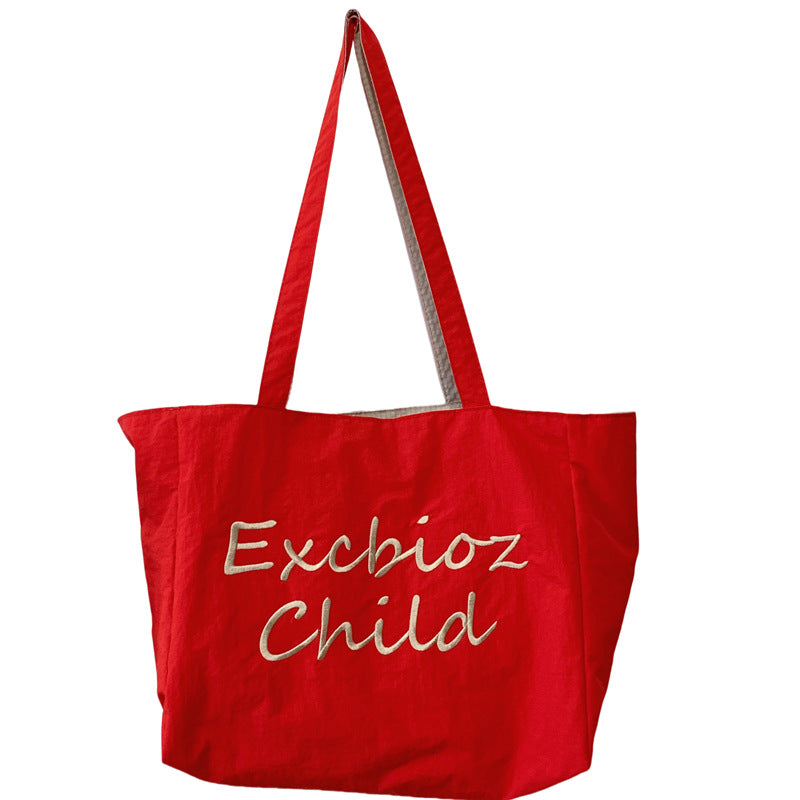 Large Capacity Embroidered Tote Canvas Shoulder Daily Commute All-Match Fashion Women's Bag