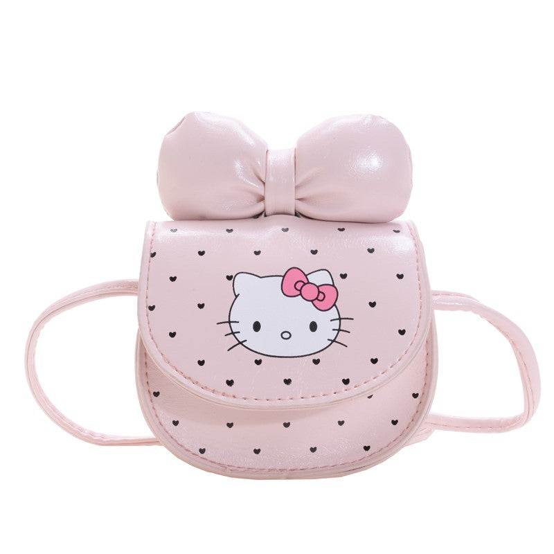 Children's Bags New Cartoon Cute Bow Mini Coin Purse Cat Printing Boys and Girls Messenger Bag