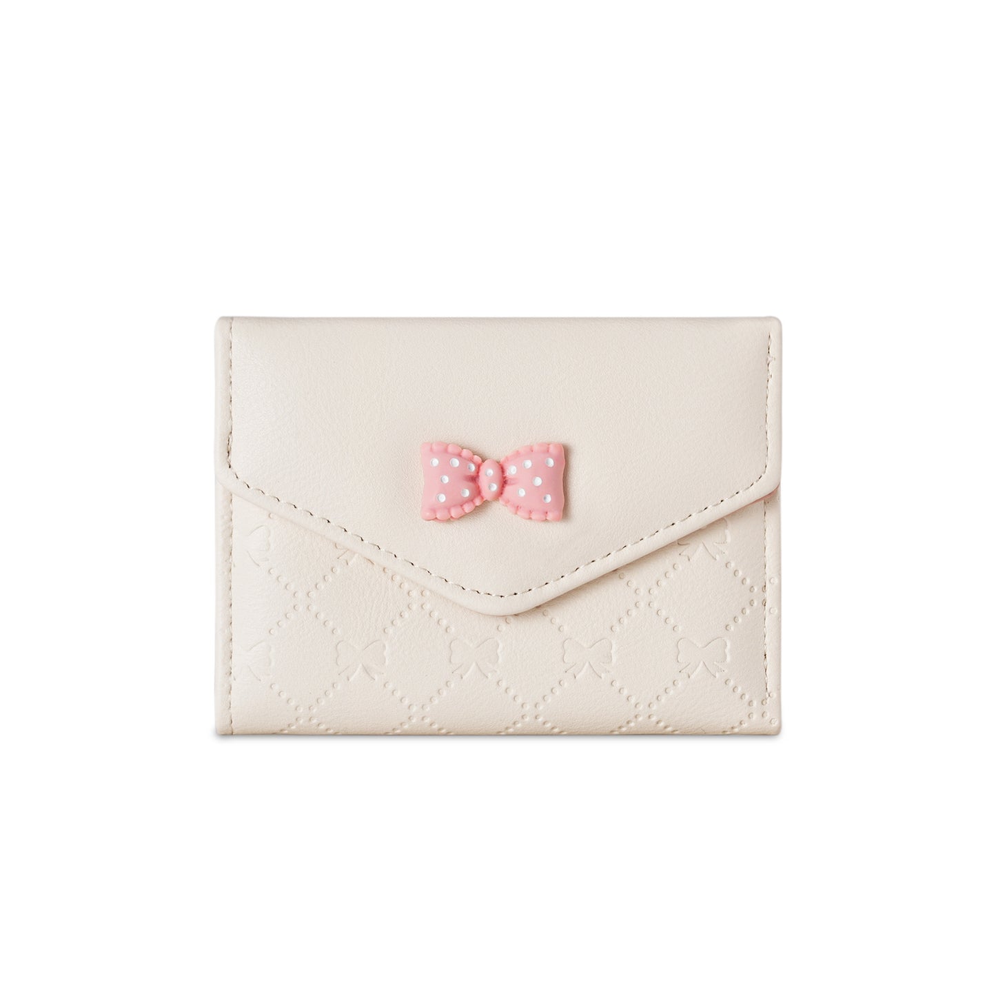 Elegant Mini Wallet for Women with Bow Design, Ins Style Card Holder, Three-Fold PU Leather Purse with Anti-Theft Function