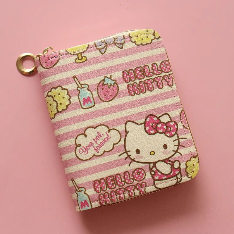 Hello Kitty Wallet Zipper Coin Small Wallet for Middle School Students Hello Kitty Card Holder