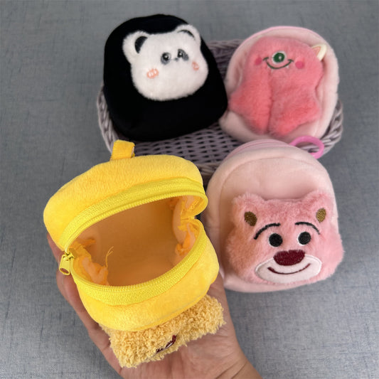 Women's Wallet Cute Plush Animal Face Coin Purse with Zipper Soft and Adorable Mini Storage Bag Daily Carry-on Essential