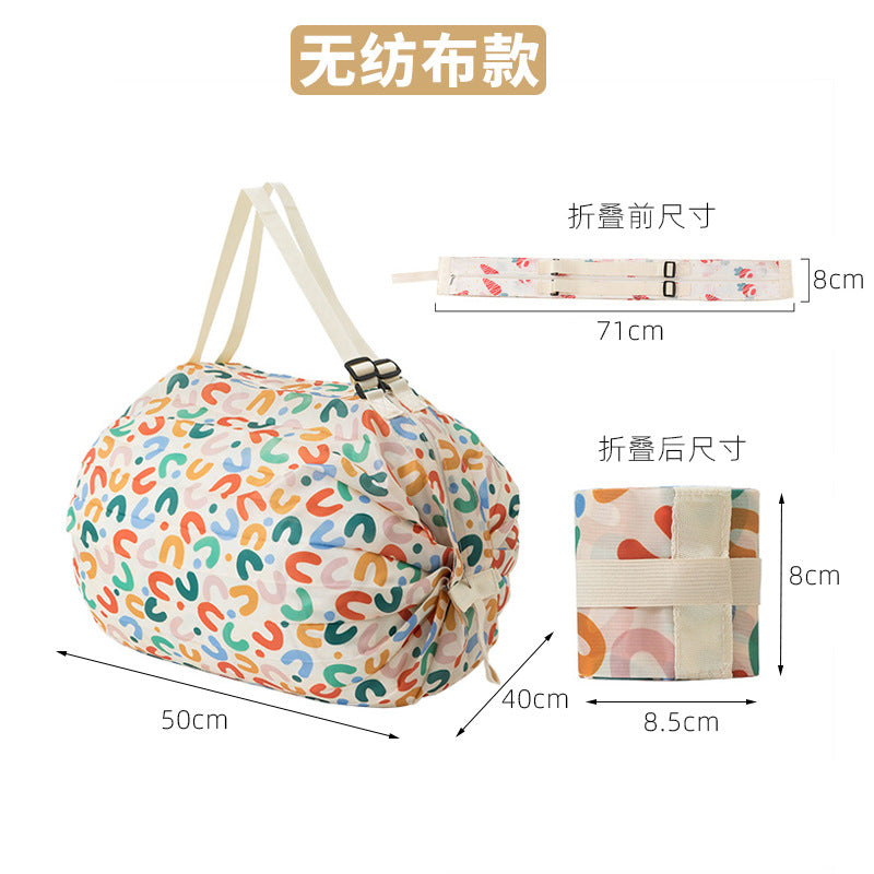 Foldable Large Capacity Shopping Bag One Shoulder Portable Environmental Protection Travel Thick Fashion Shopping Bag