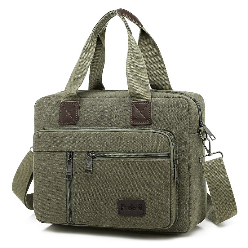 Canvas Men's Bag New Large Capacity Leisure Travel Business Shoulder Bag Versatile Retro Messenger Bag