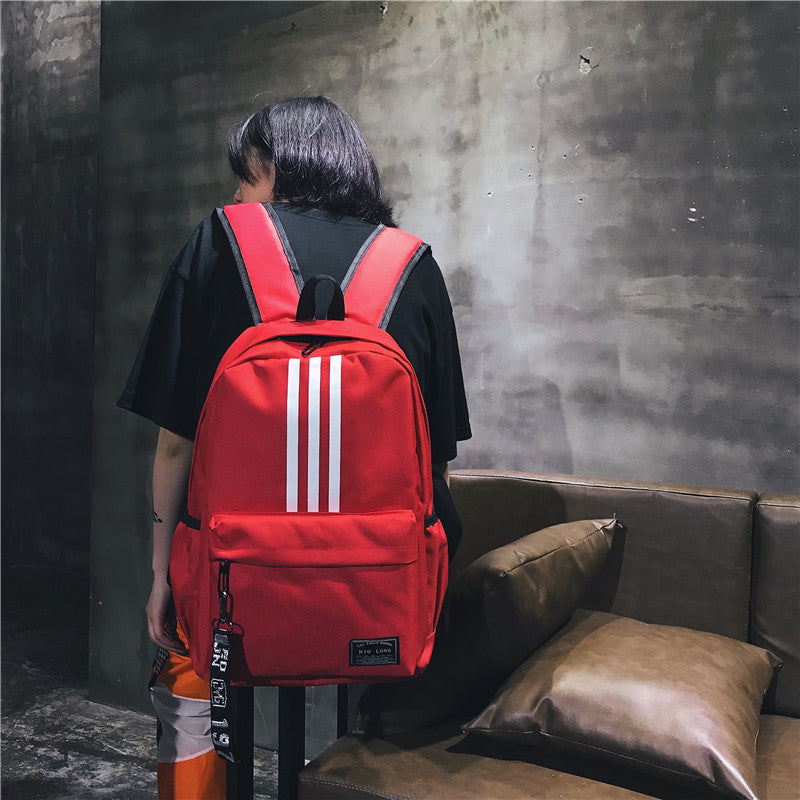 Women's Schoolbag Urban Simple Striped Backpack Student Schoolbag Waterproof and Hard-Wearing Large Capacity Unisex Campus Backpack