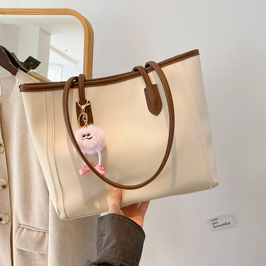 2025 New Fashion Large Capacity Tote Bag for Women, Vintage Style PU Leather Shoulder Bag with Zipper Closure and Nylon Lining, Perfect for Daily Commute and Casual Outfits