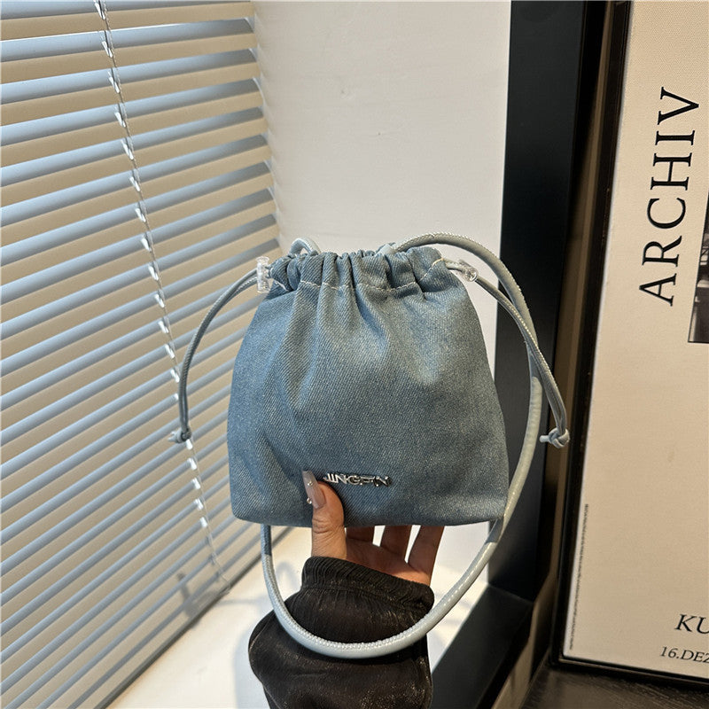 New Mini Bucket Bag Simple Pure Color All-Matching Crossbody Bag Special-Interest Design Classic All-Matching Working Commuter