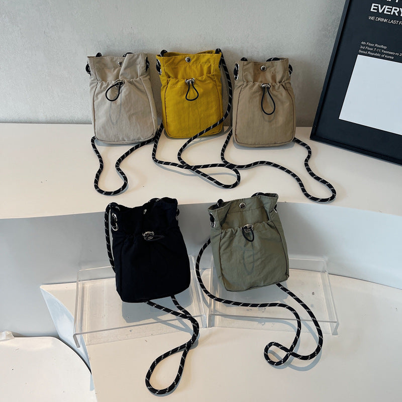 Japanese and Korean Bags Women's Simple Solid Color Shoulder Messenger Bag Minimalist Style All-Match Mobile Phone Bag