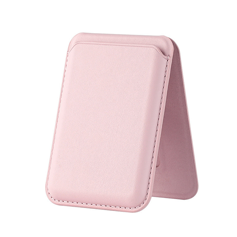 Magnetic Card Holder Stand for Apple 16Pro Max, Magsafe Strong-Magnet Phone A- Frame Stand with Card Slot Leather Case