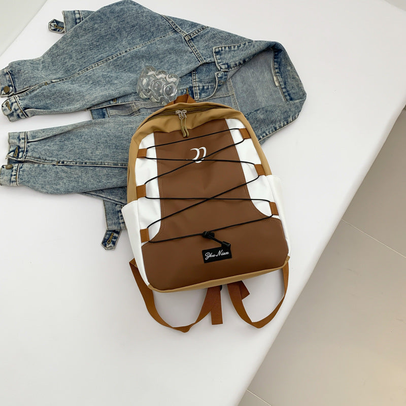 Schoolbag Female Japanese Contrast Color and Versatile Sports Outdoor Travel Backpack College Students' Backpack Men