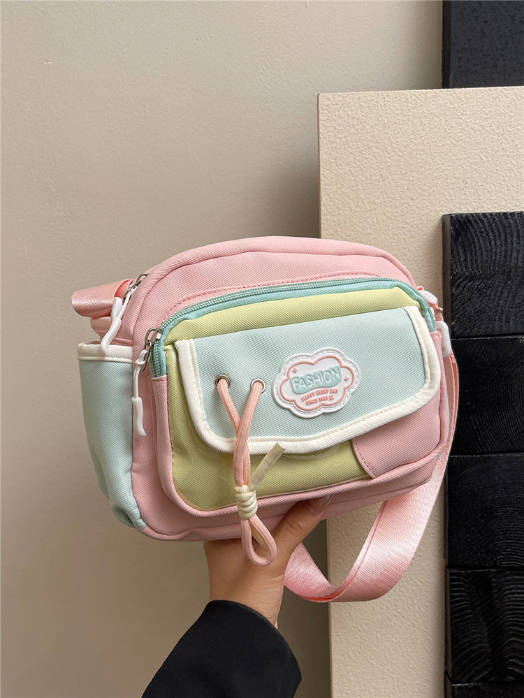 Japanese Cute Contrast Color Messenger Bag Female New Student Everyday Joker Fashion Fresh Shoulder Bag