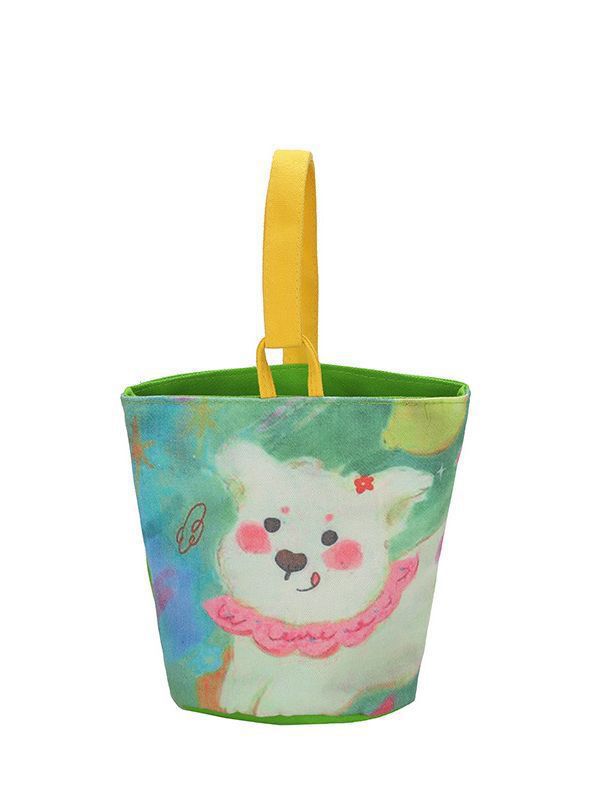 Cute Cartoon Canvas Tote Bags with Lucky Charms and Fun Prints for Kids and Teens - Perfect for Outdoor Travel and Daily Use