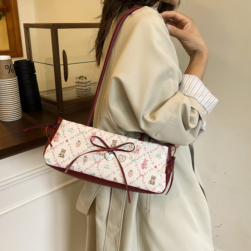 Korean Style Sweet Bow Bag Women's New Fashion Trendy All-Match Commute Shoulder Bag