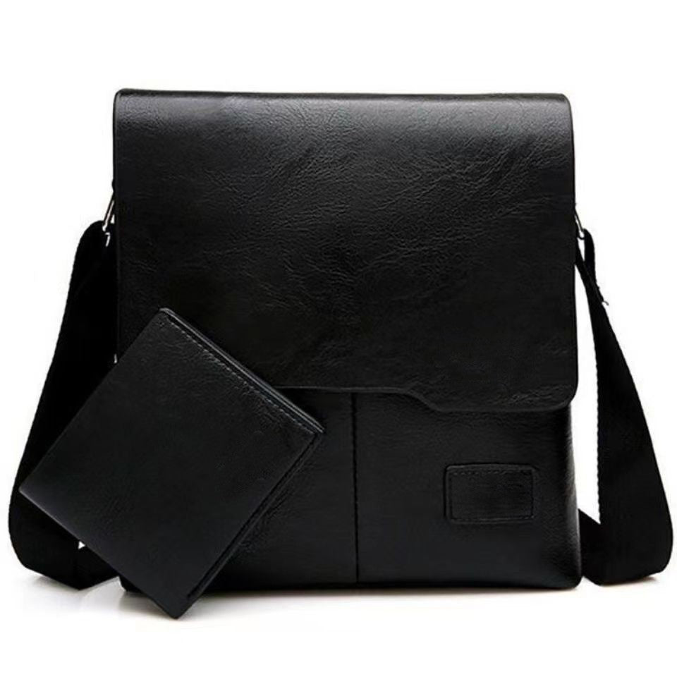 Men's PU Crossbody Bag Vintage Style Durable Shoulder Bag for Casual Travel with Laptop Compartment