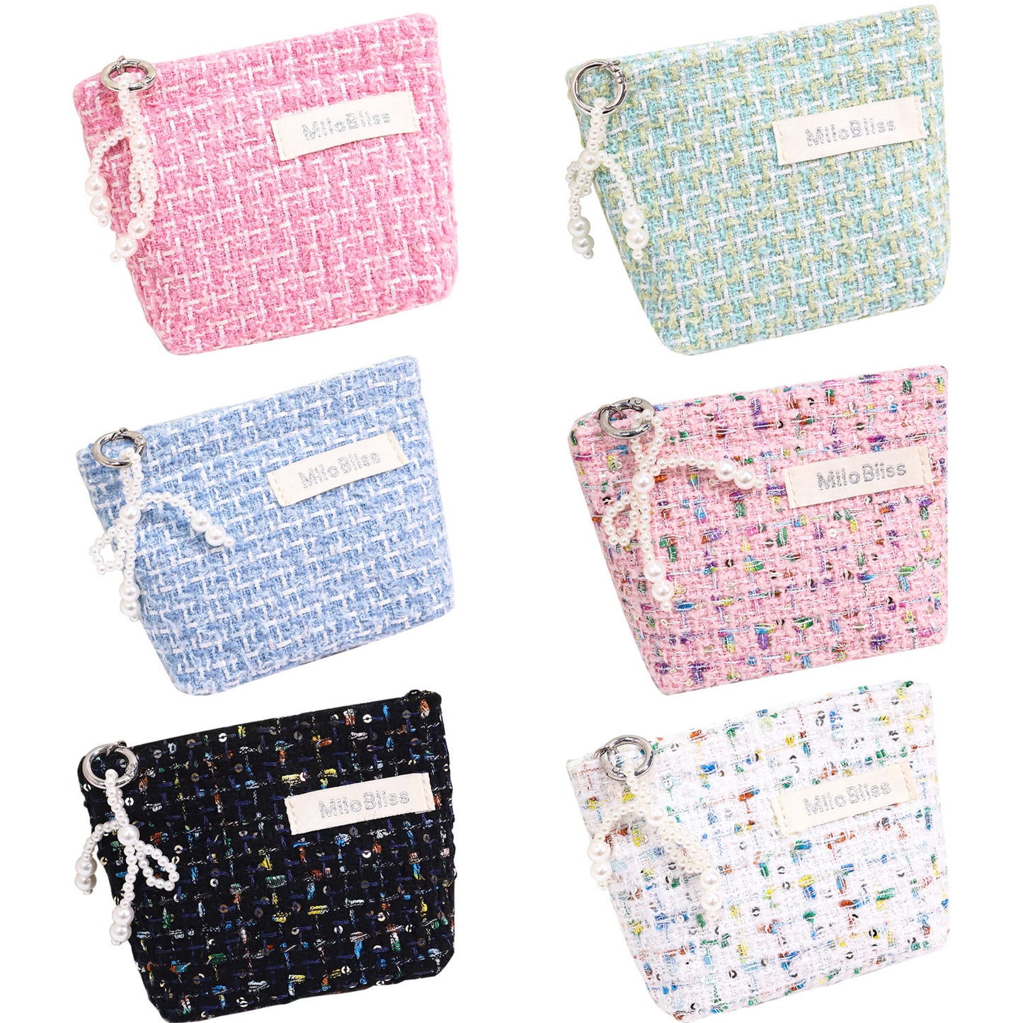 Exquisite Classic Style Coin Purse Women's Pearl Chain Mini Makeup Carrying Case