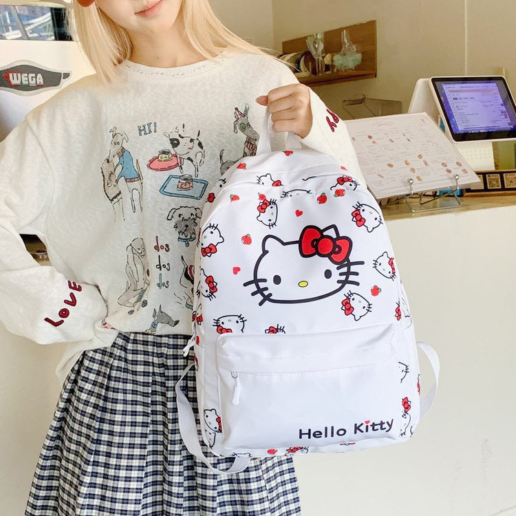 Cute Hello Kitty Backpack Student Schoolbag Lightweight Oxford Cloth Printing Design Comfortable Backpack for Women