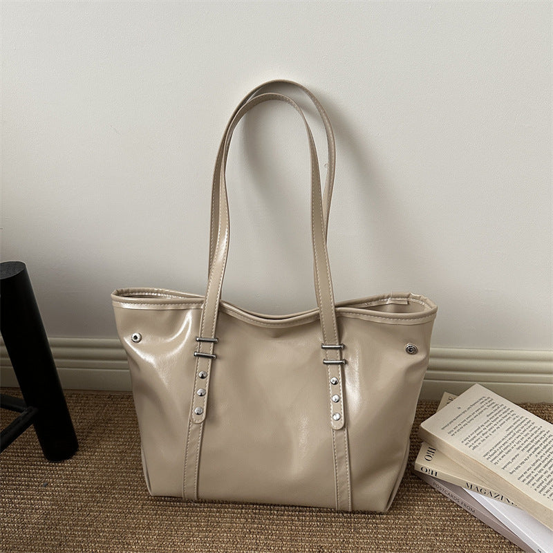 Tote Bag Women's Spring Solid Color Commute Elegant New Large Capacity Beautiful Casual Shoulder Bag