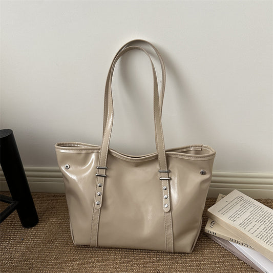 Tote Bag Women's Spring Solid Color Commute Elegant New Large Capacity Beautiful Casual Shoulder Bag