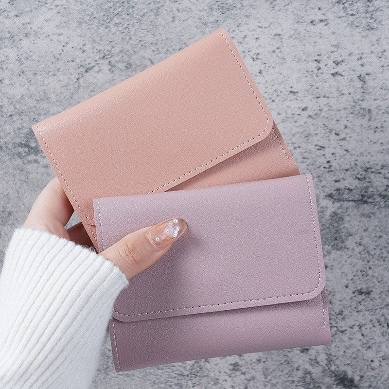 Minimalist Trifold Women's Wallet with Card Holder and Coin Pocket, Soft PU Leather Design for Daily Use