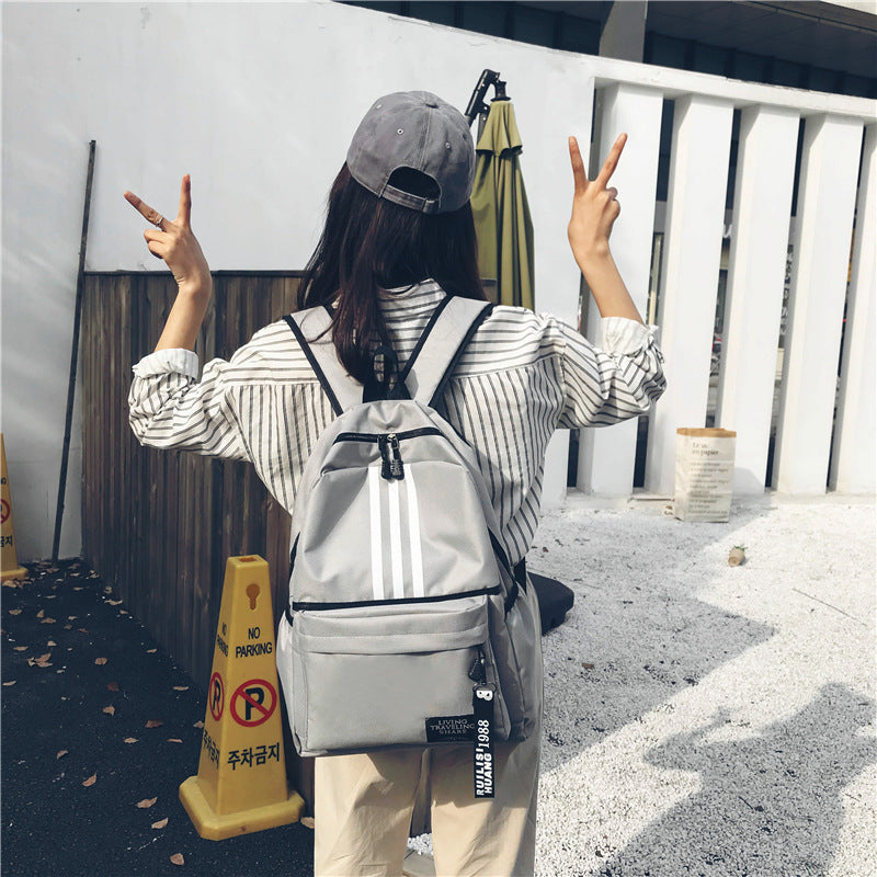 Women's Schoolbag Urban Simple Striped Backpack Student Schoolbag Waterproof and Hard-Wearing Large Capacity Unisex Campus Backpack