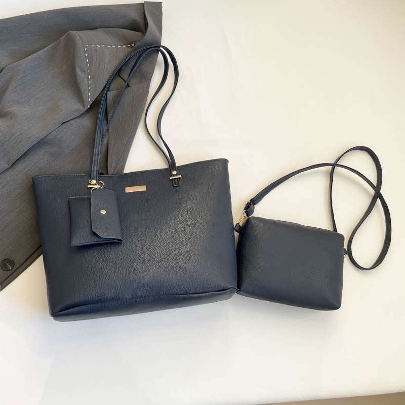 2025 Spring New Fashion Minimalist Tote Bag Set with Crossbody Purse, Soft PU Leather, Large Capacity for Daily Commute