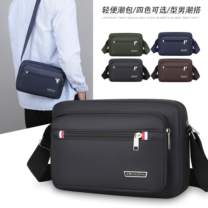 Fashionable Men's Shoulder Bag with Waterproof PU Material and Multi-layer Storage for Business and Travel