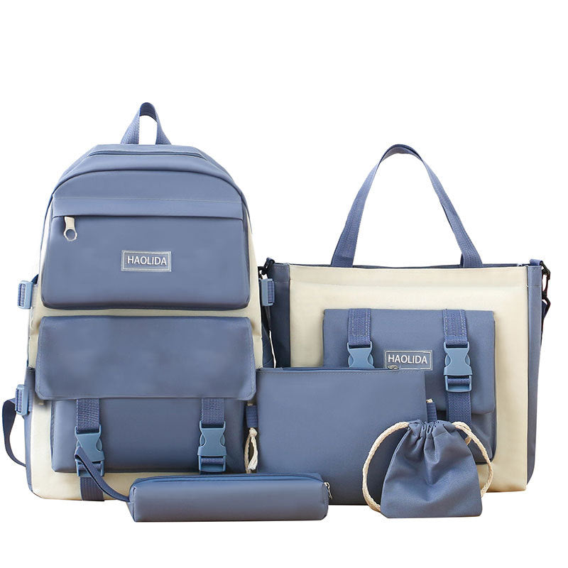 Cute Campus Style Backpack Set with Matching Bag and Accessories for Students