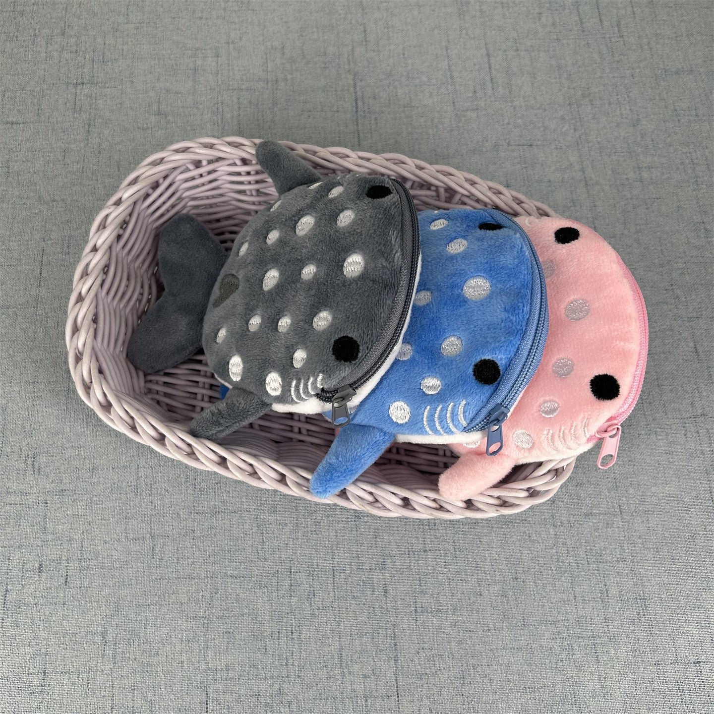 Women's Wallet Cute Plush Loving Heart Shark Coin Purse Children's Daily Storage Hair Ring Hairpin Carry Bag
