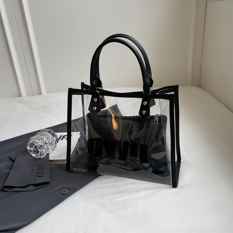 Transparent Jelly Bag Women's Large Capacity New Summer Shoulder Bag Texture Commuter Tote