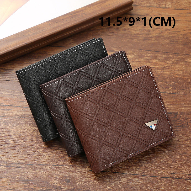 Men's Slim Wallet with Geometric Pattern, Anti-Theft PU Leather Card Holder for Daily Use