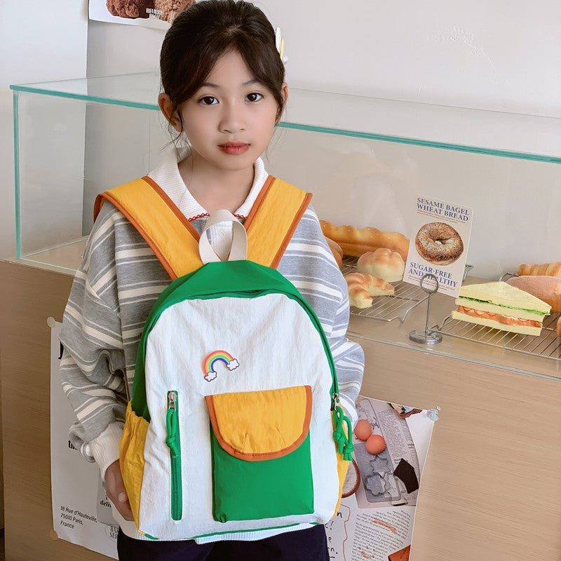 New Western Style Children's Rainbow Backpack Boys and Girls Casual Cute Kindergarten Backpack