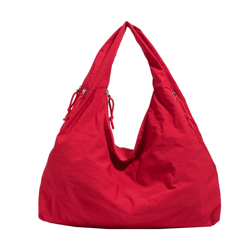 Minimalist Large Capacity Tote Bag for Women, Soft Fabric Shoulder Handbag with Multiple Inner Pockets, Casual Everyday Style