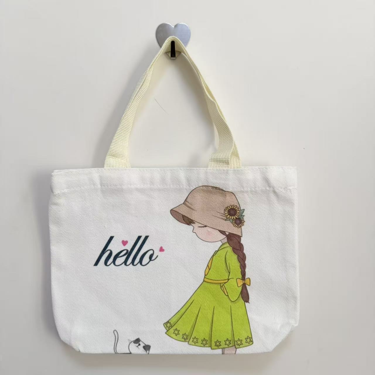 Striped Canvas Tote Bag with Custom Embroidery for Daily Use and Commuting