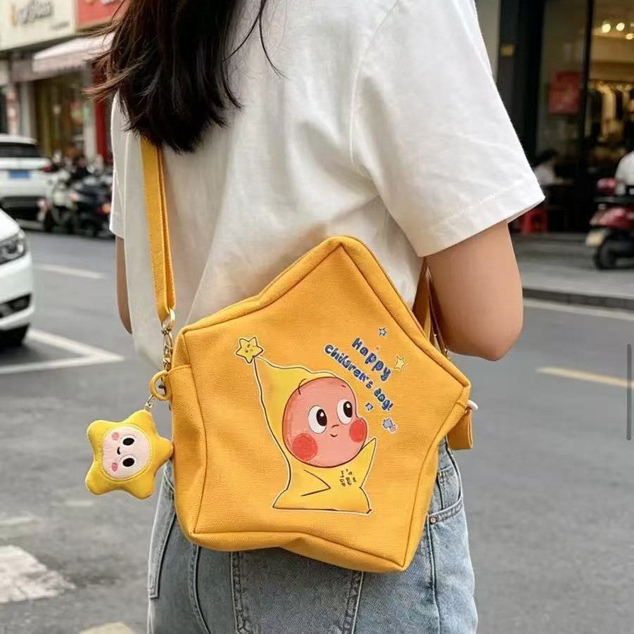 Cute Star Themed Crossbody Bag for Children's Day - Cartoon Design with Pendant, Perfect for Kids' Daily Use
