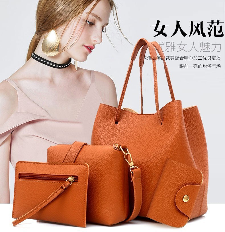 Stylish Four-Piece Bag Set for Women, Minimalist Design with Magnetic Closure, Perfect for Daily Use