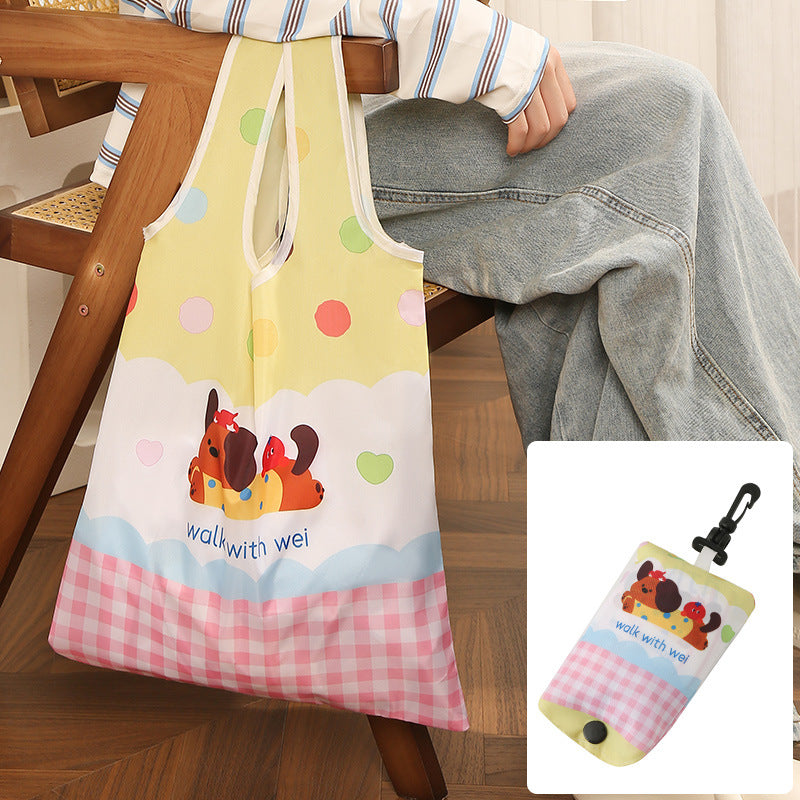 Cartoon Foldable Shopping Bag Portable Portable Large Capacity Supermarket Shopping Eco-friendly Bag Cute Cartoon Tote Bag