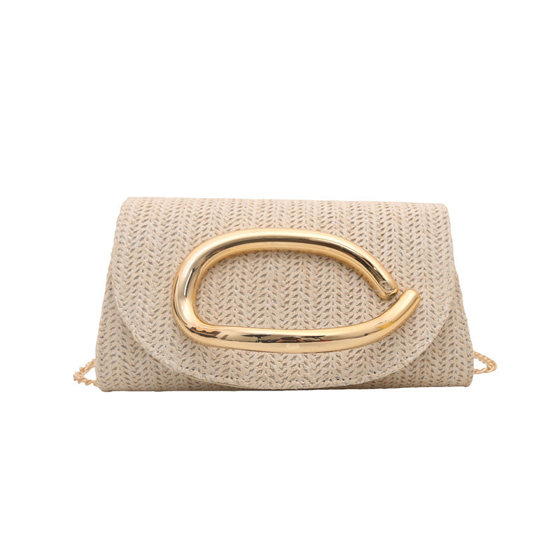 Small Clutch Square Bag Female Summer New Straw Chain Shoulder Bag Commuter Messenger Bag