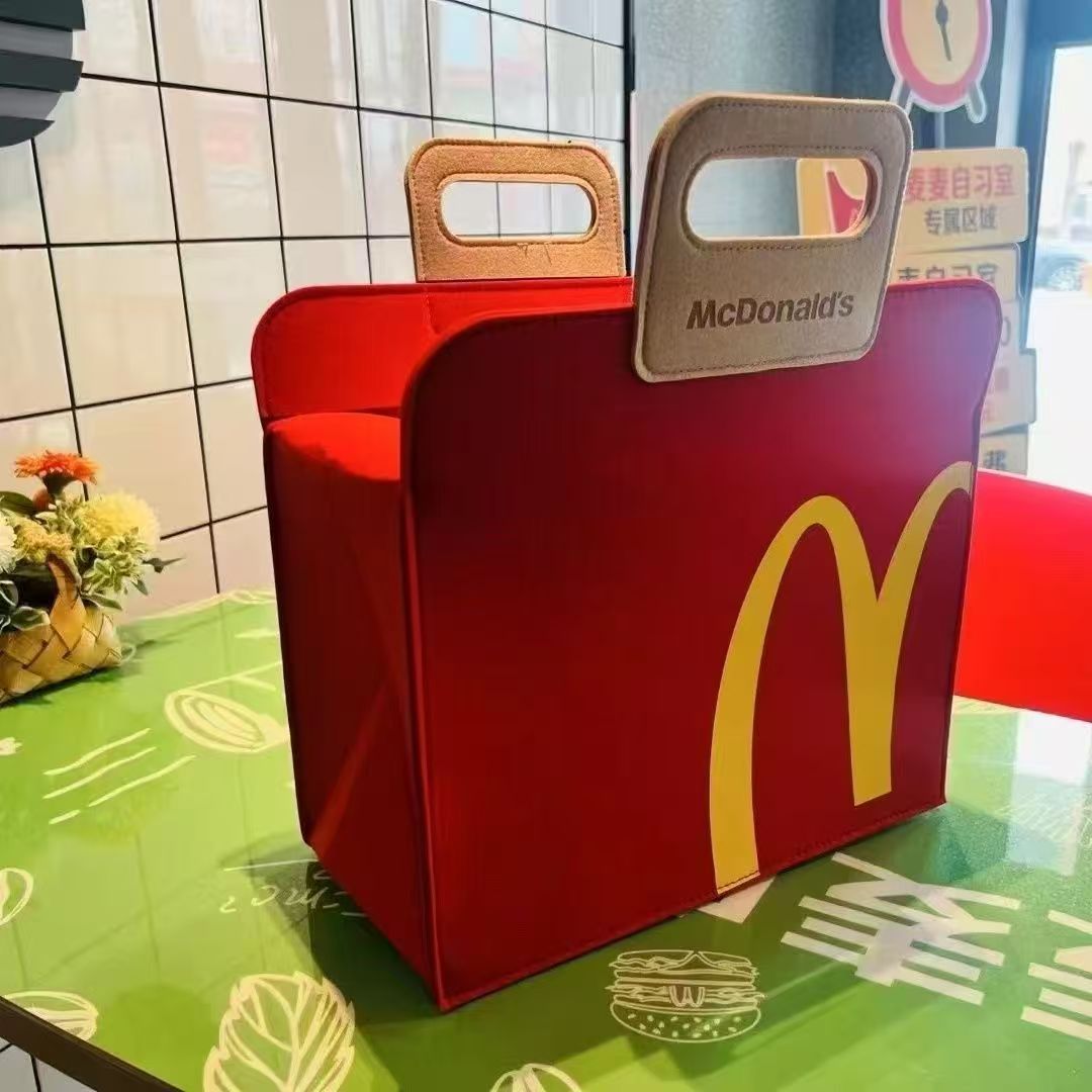 McDonald's Women's Limited Felt Portable Storage Bag Multi-Purpose Fashion Handbag Suitable for Daily Travel and Collection