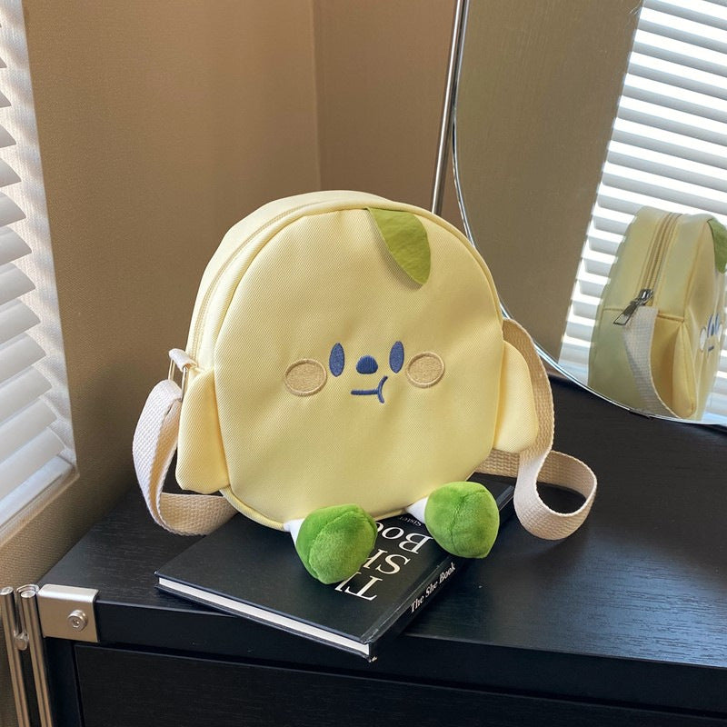 Cute Fruit Design Canvas Shoulder Bag for Kids Lightweight and Durable Daily Use
