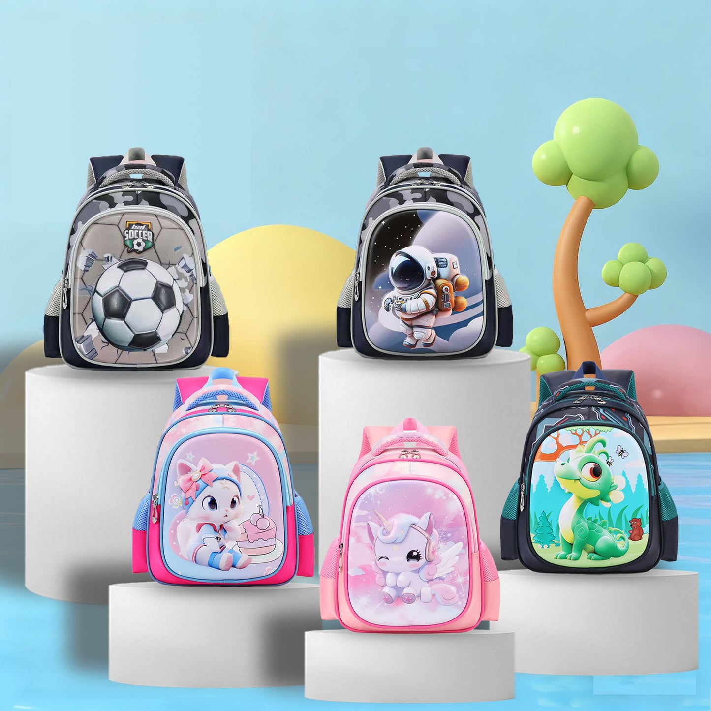 Cute Kids Backpack with Cartoon Character Design, Breathable Waterproof Oxford Fabric, Lightweight and Durable for Preschool and Elementary School
