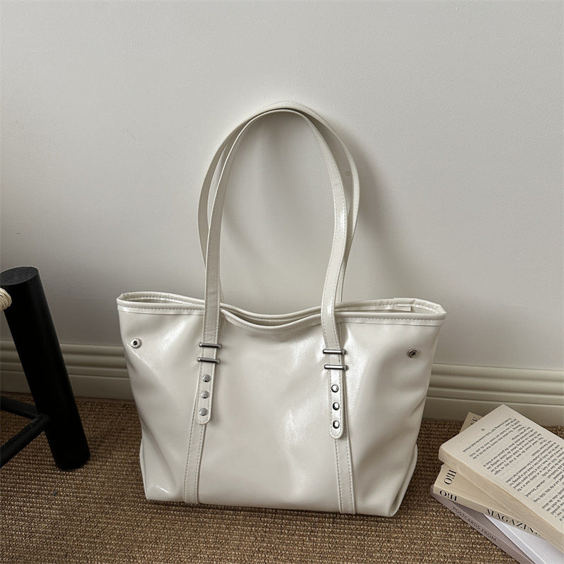 Tote Bag Women's Spring Solid Color Commute Elegant New Large Capacity Beautiful Casual Shoulder Bag