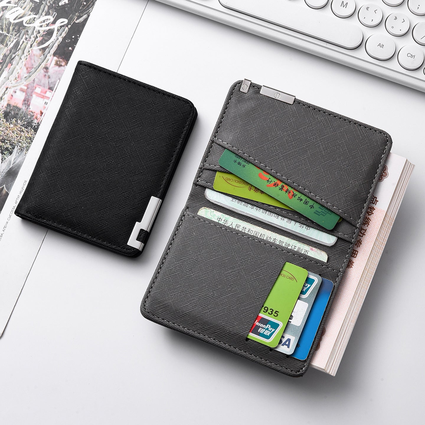 Wallet Men's Short Wallet Iron Edge Cross Pattern Men's Multiple Card Slots Wallet Card Holder Wallet Men's High Sense