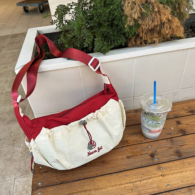 Casual Nylon Crossbody Bag for Women with Drawstring Design and Multiple Pockets, Perfect for Daily Commute and Outdoor Activities