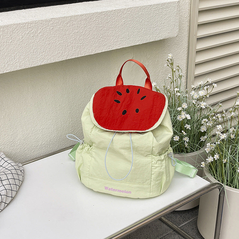 Cute Color-block Mini Backpack for Women, Waterproof Campus Style with Drawstring Design and Front Pocket