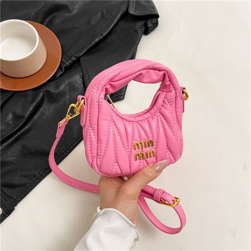 Mini Pleated Small Bag New Crescent Moon Shoulder Cloud Bag Messenger Bag Fashion High-End Versatile Handbag Women
