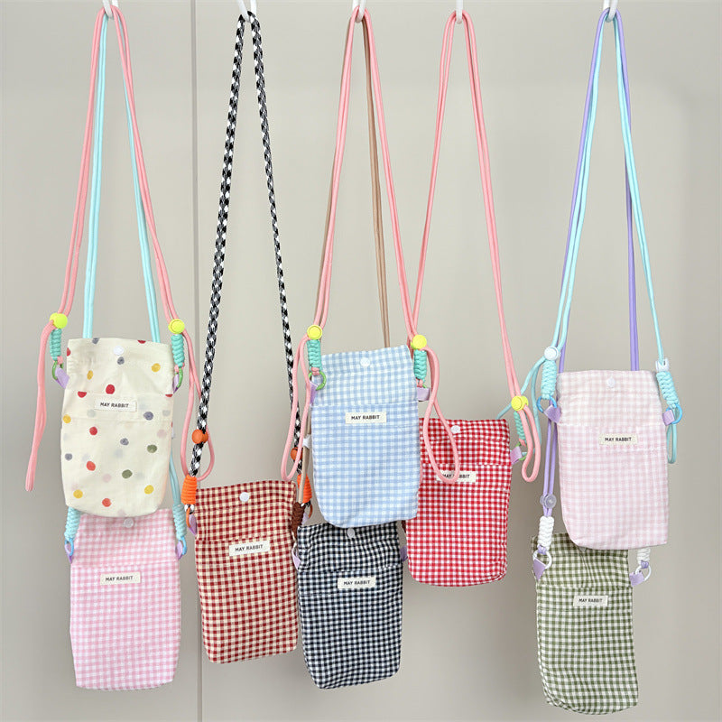Girly Style Plaid Mobile Phone Fashion Messenger Bag Large Capacity Daily Versatile Small Square Bag