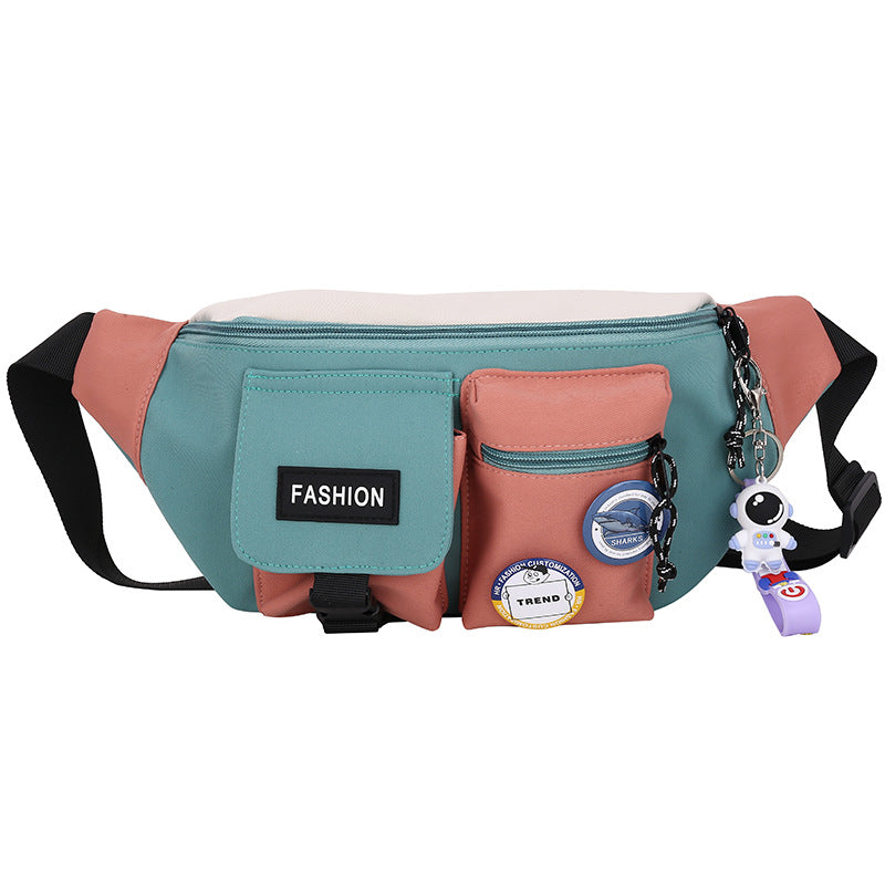 Fashion Waist Bag Women's Color Matching Sports Chest Bag New Backpack Men's Trendy Oxford Cloth Casual Cloth Bag Design Sense Cloth Bag