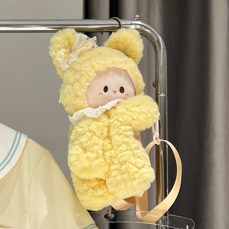 Cute Plush Rabbit Backpack for Girls, Soft Fluffy Anime Style Crossbody Bag with Adorable Cartoon Design, Perfect Daily Companion