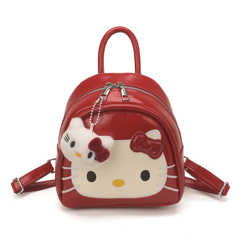 Cute Kitty Small Backpack for Girls Cartoon Backpack Japanese and Korean Style Cute Design with Bow Pendant Essential for Daily Travel