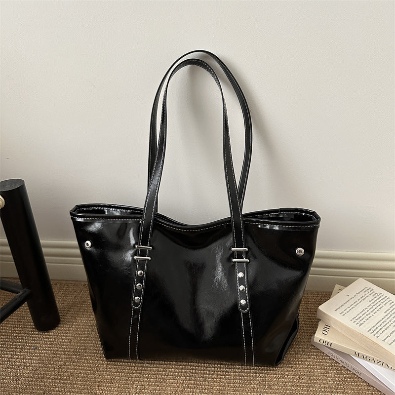 Tote Bag Women's Spring Solid Color Commute Elegant New Large Capacity Beautiful Casual Shoulder Bag