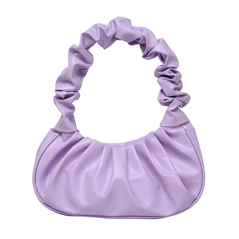 Faux Leather Pleated Cloud Bag Women's Fashion Shoulder Bag 2025 Trendy Crossbody Handbag with Magnetic Closure